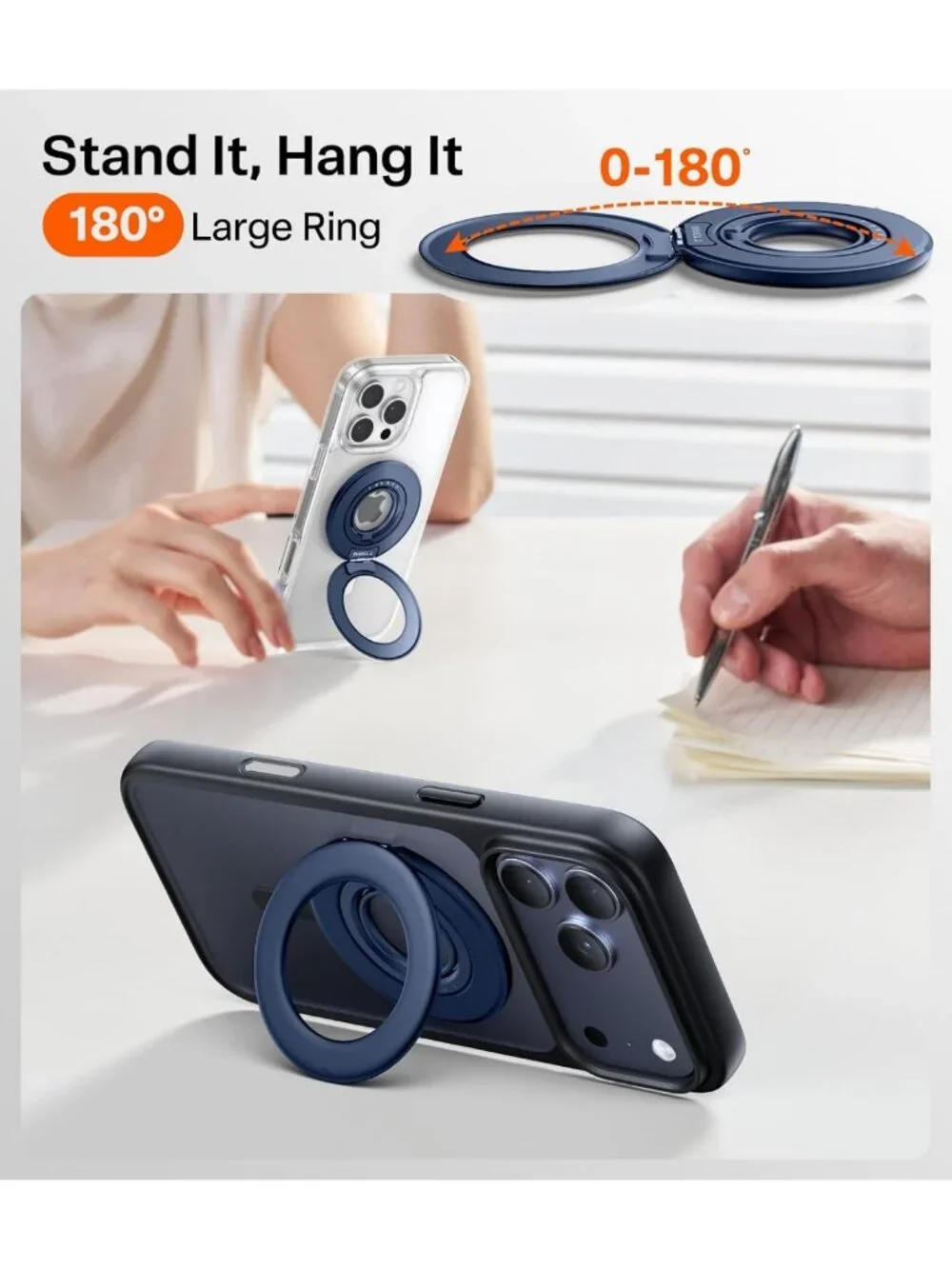 360° Magnetic Phone Grip Ring Holder Kickstand - Stylish Blue Accessory